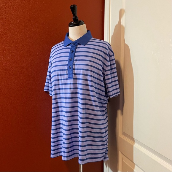 G/FORE Men’s Two Tone‎ Blue Lightweight Striped Performance Golf Polo - Picture 1 of 5